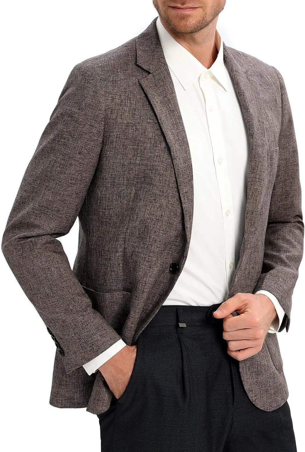 Men's Sport Coats & Blazers Linen Suit Jacket Casual Blazer for Men One Button