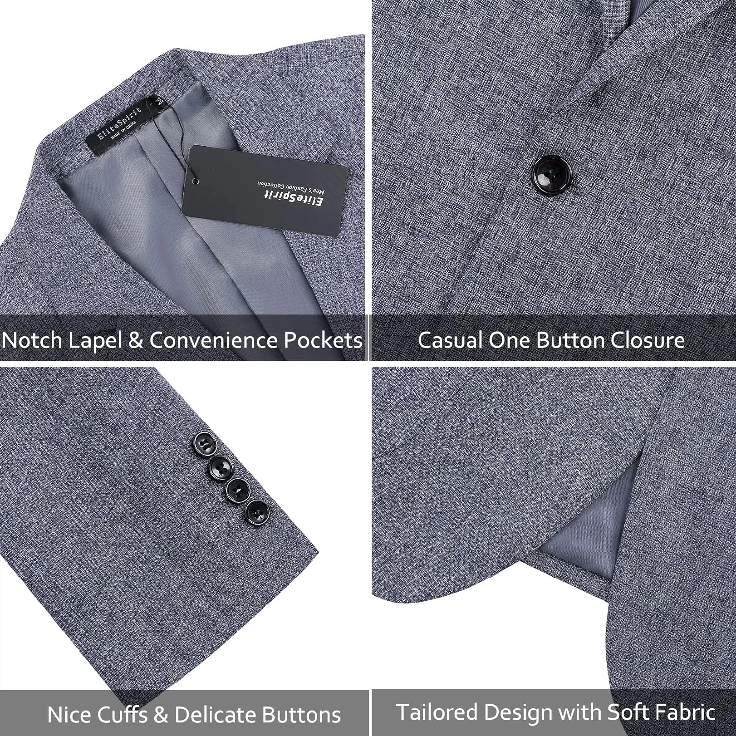 Men's Sport Coats & Blazers Linen Suit Jacket Casual Blazer for Men One Button