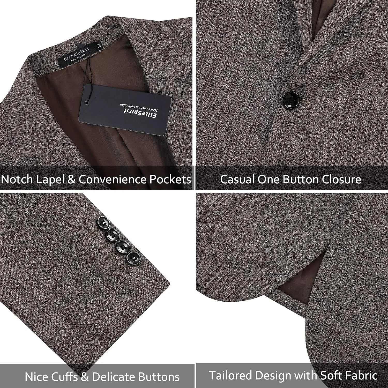 Men's Sport Coats & Blazers Linen Suit Jacket Casual Blazer for Men One Button