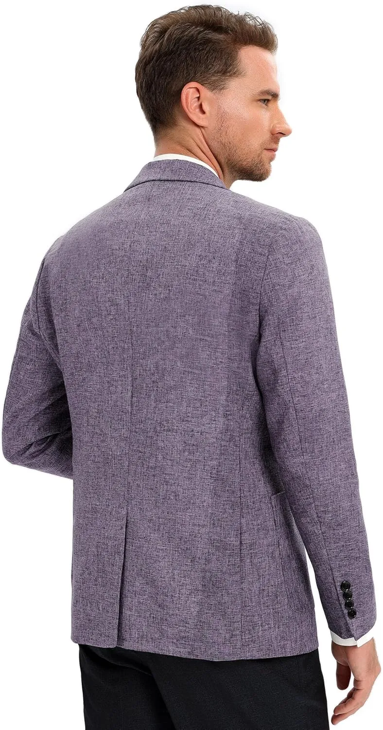 Men's Sport Coats & Blazers Linen Suit Jacket Casual Blazer for Men One Button