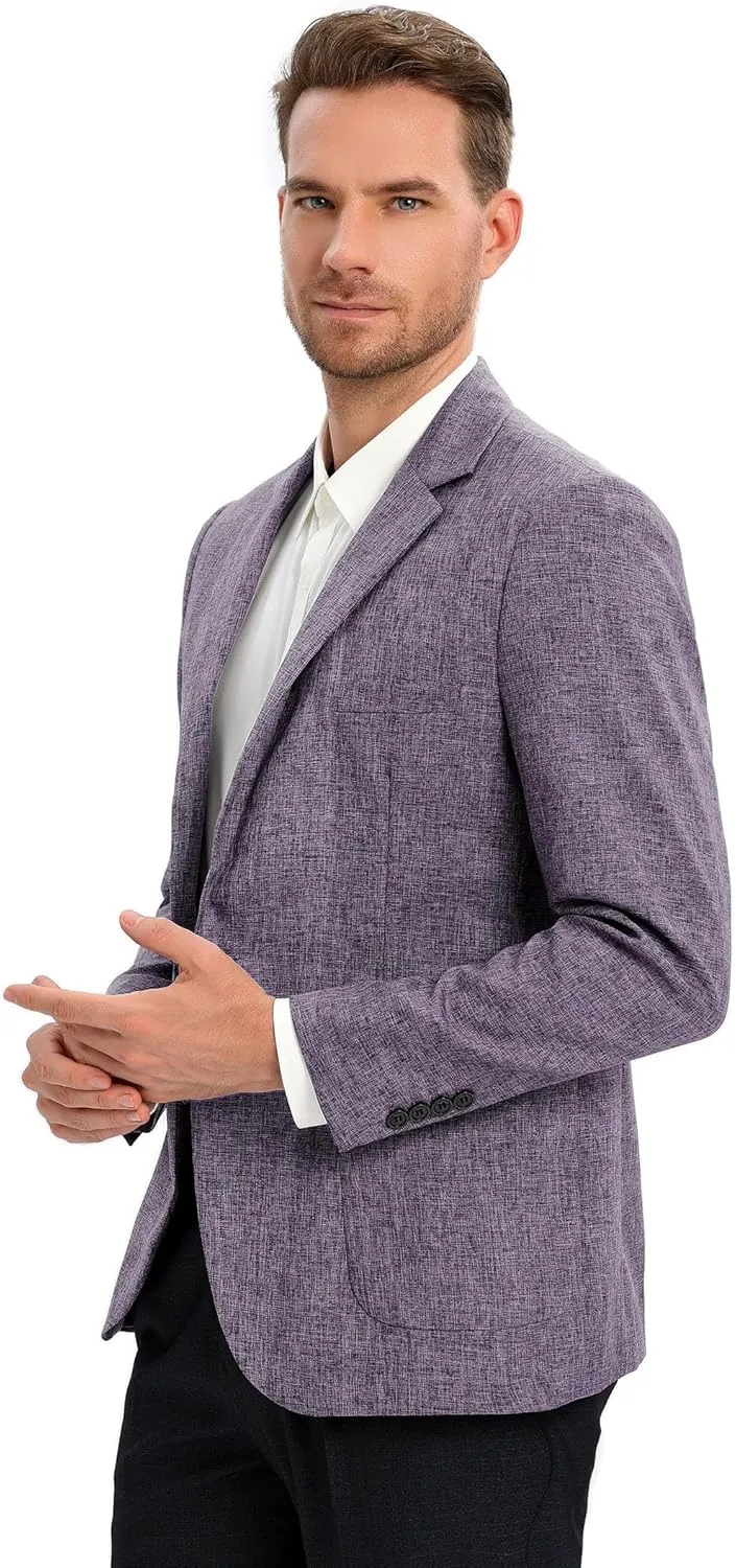 Men's Sport Coats & Blazers Linen Suit Jacket Casual Blazer for Men One Button