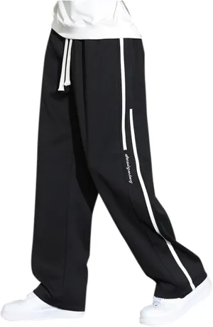 Men's Straight with Pockets and Elastic Loose Solid Color Streamlined Sports Casual Night Stretch Pants for Men