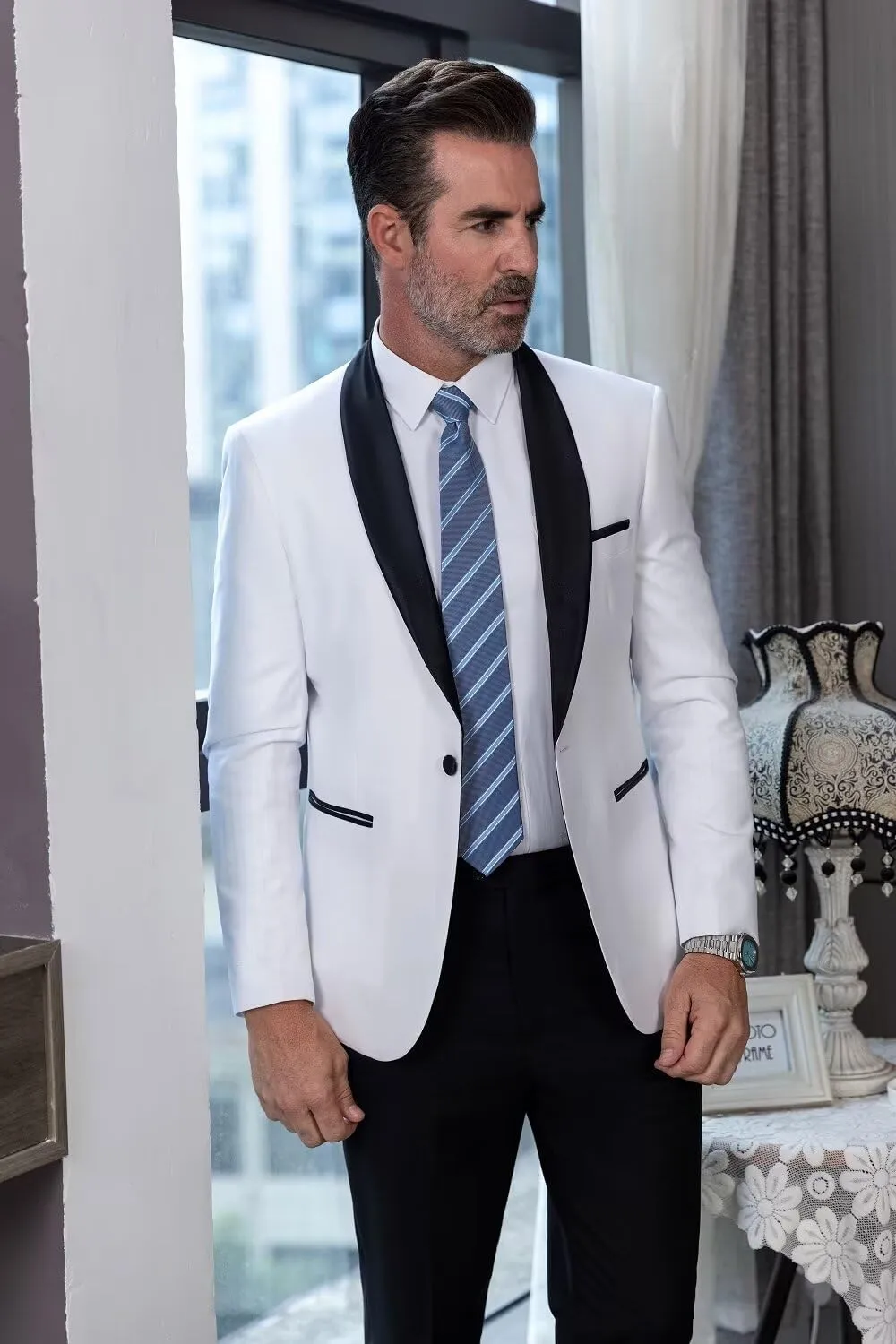Men's Suit Jacket Slim Fit One Button Shawl Lapel Tuxedo Formal Wedding Groomsmen Blazer
