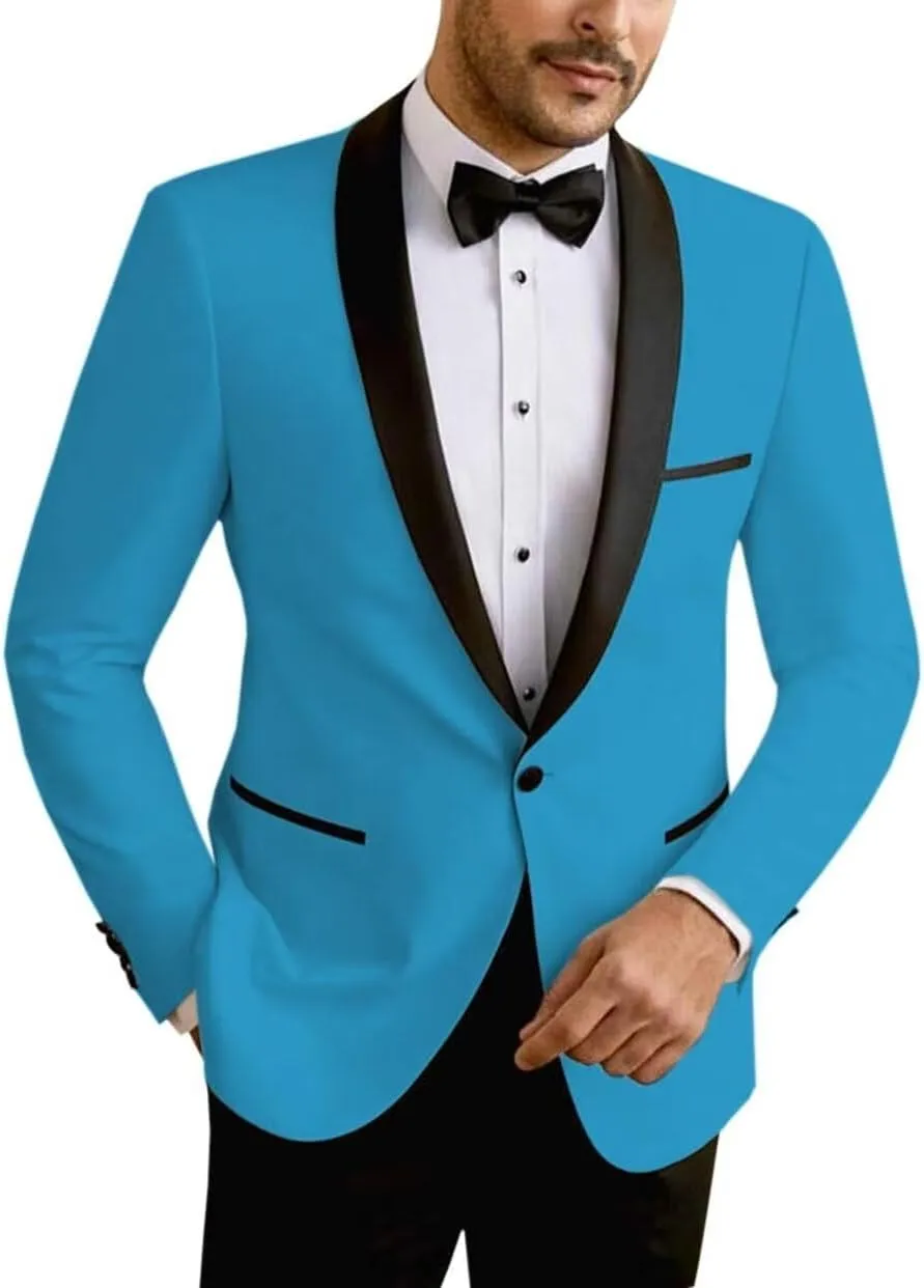 Men's Suit Jacket Slim Fit One Button Shawl Lapel Tuxedo Formal Wedding Groomsmen Blazer