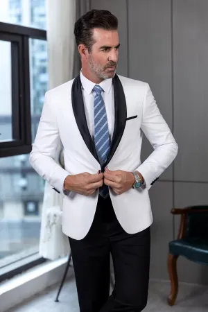 Men's Suit Jacket Slim Fit One Button Shawl Lapel Tuxedo Formal Wedding Groomsmen Blazer