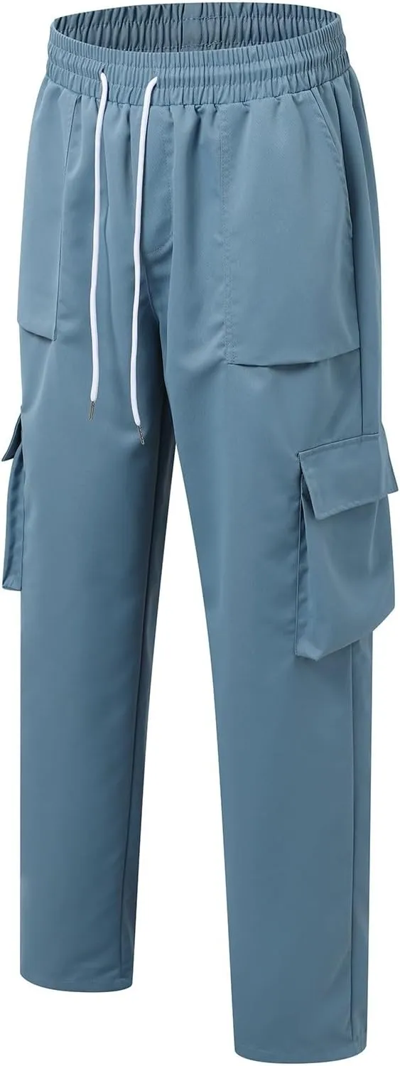 Mens Summer Cargo Pants Stretch Tactical Pants Multi Pockets Hiking Ripstop Breathable Stretch Stylish Slim Fit Trousers
