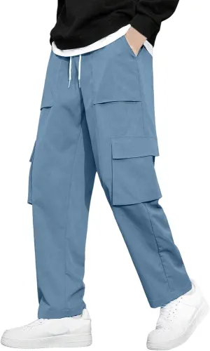 Mens Summer Cargo Pants Stretch Tactical Pants Multi Pockets Hiking Ripstop Breathable Stretch Stylish Slim Fit Trousers