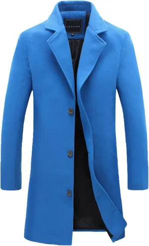 Men's Trench Coat Oversized Double Breasted Peacoat Winter Wool Blend Overcoat Notched Lapel Windbreaker Long Jacket