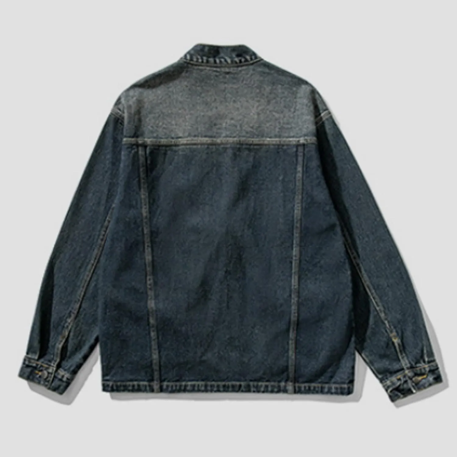 Mens Trendy Japanese Style Denim Kimono Jackets One Button Casual Washed Jean Jacket Hip Hop Distressed Vintage Coats