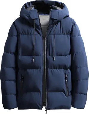 Men's Winter Coats Thermal Puffer Jacket Zip Up Thicken Warm Padded Jacket Windproof Waterproof Cotton Down Coats