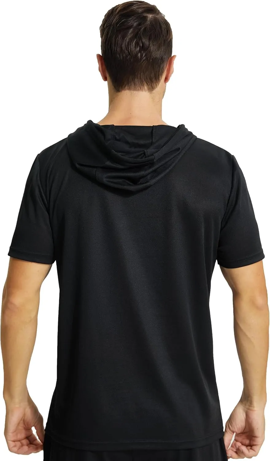 Mens Workout Athletic Hoodie Shirts Short Sleeve Lightweight Gym Muscle Fit Running T-Shirts Sweatshirt Hooded