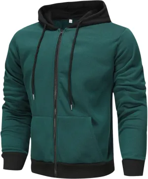 Men's Zip Up Hoodie Shirts Soft Solid Color Coat Light Trendy Long Sleeve Jacket Casual Winter Sweatershirts with Pockets