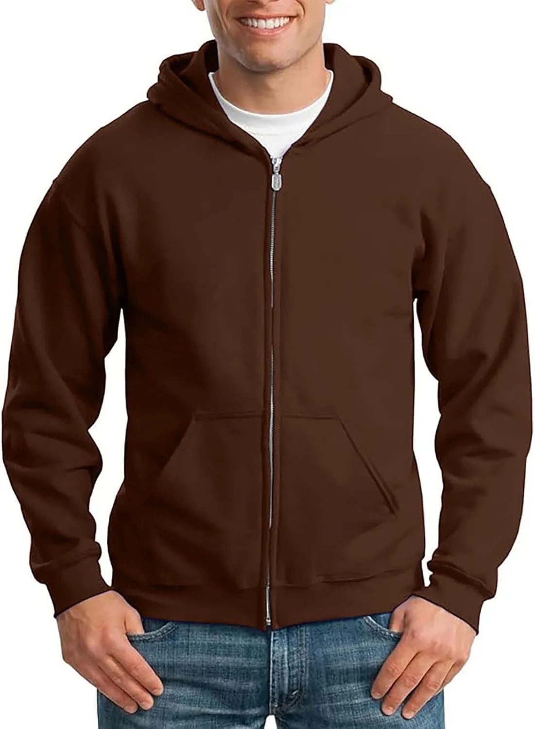 Mens Zip Up Hoodies Long Sleeve Solid Color Pullover Heavyweight Coat with Pockets Hooded 2024 Fall Fashion Clothes