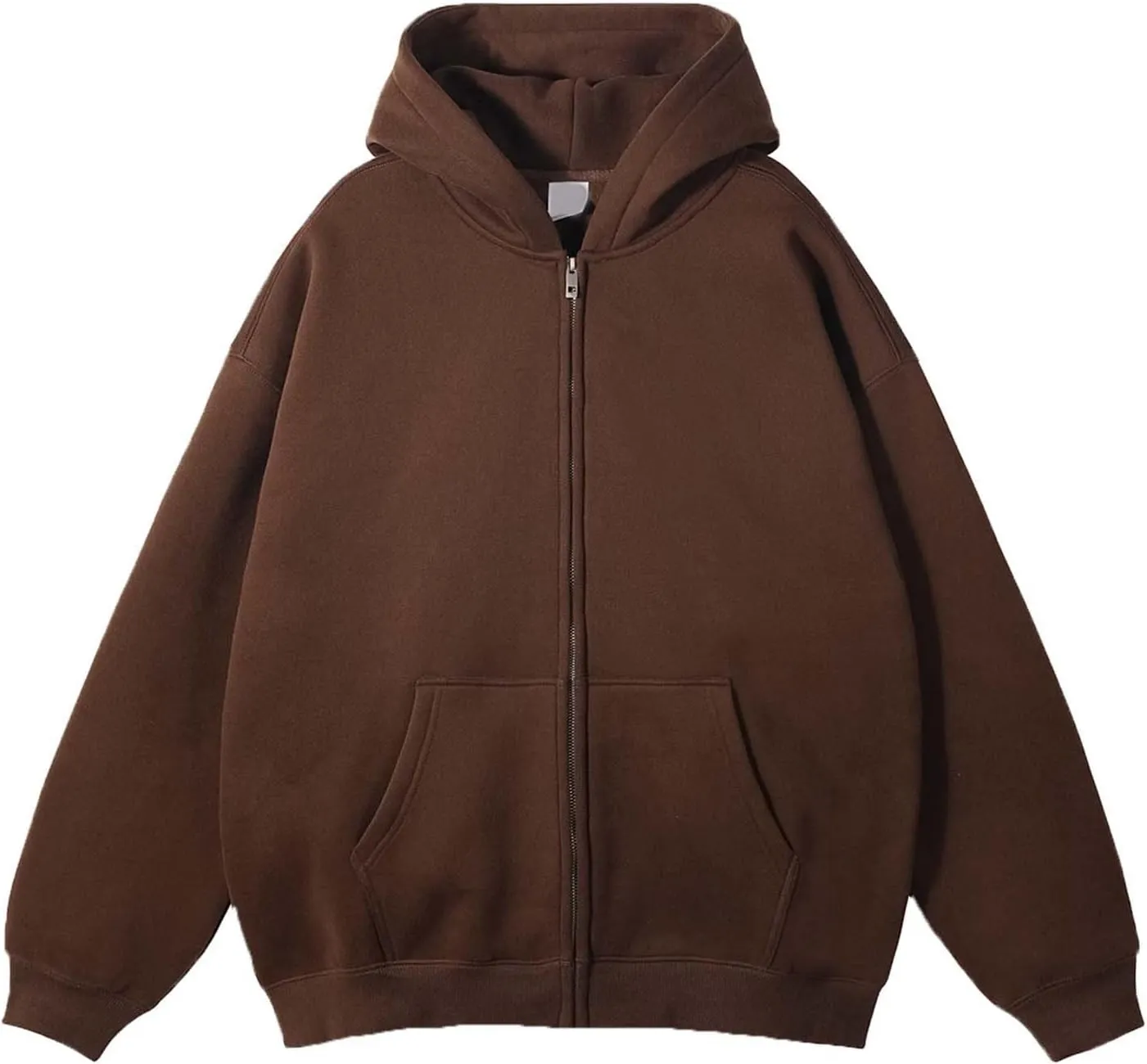 Mens Zip Up Hoodies Long Sleeve Solid Color Pullover Heavyweight Coat with Pockets Hooded 2024 Fall Fashion Clothes