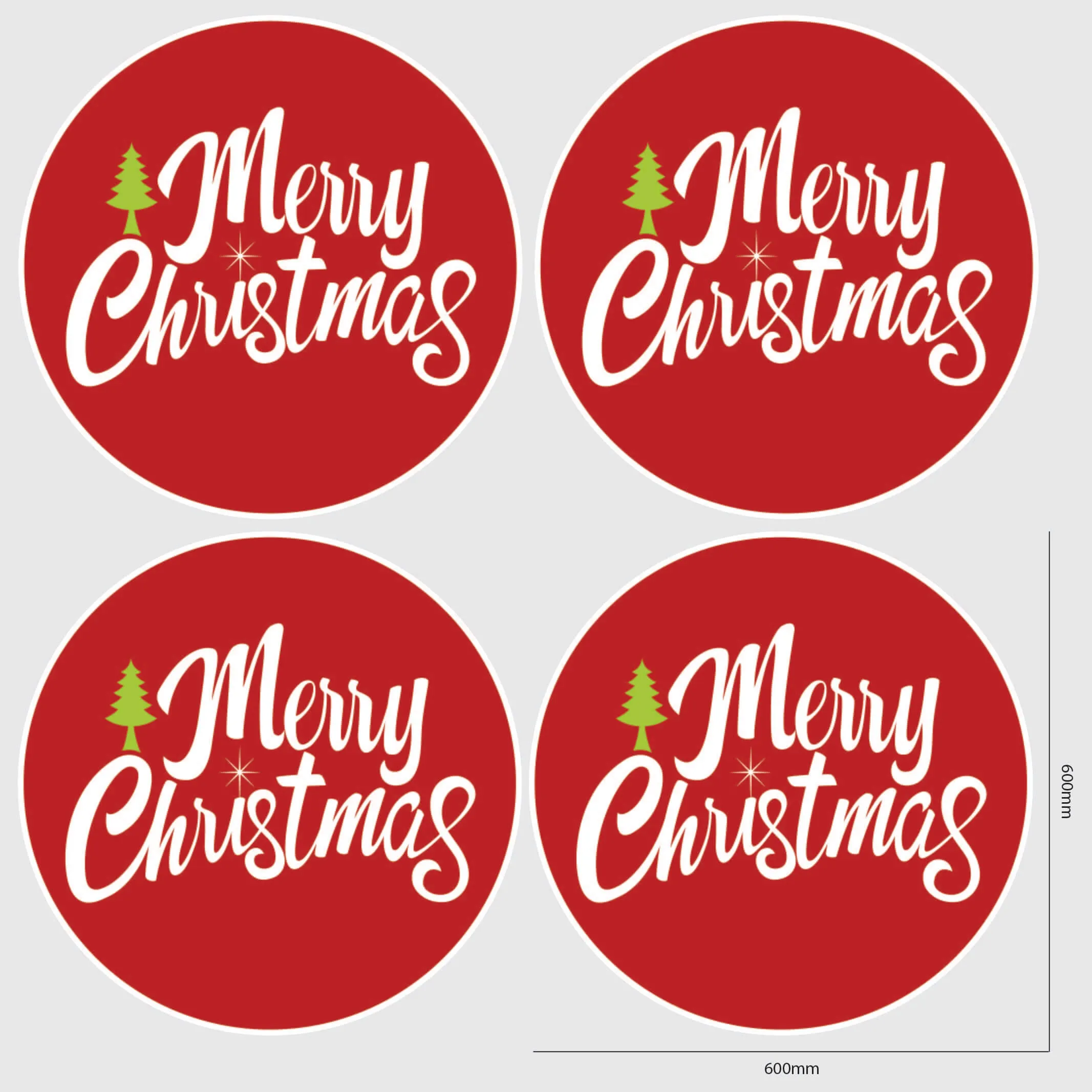 Merry Christmas Window Sticker - Circle