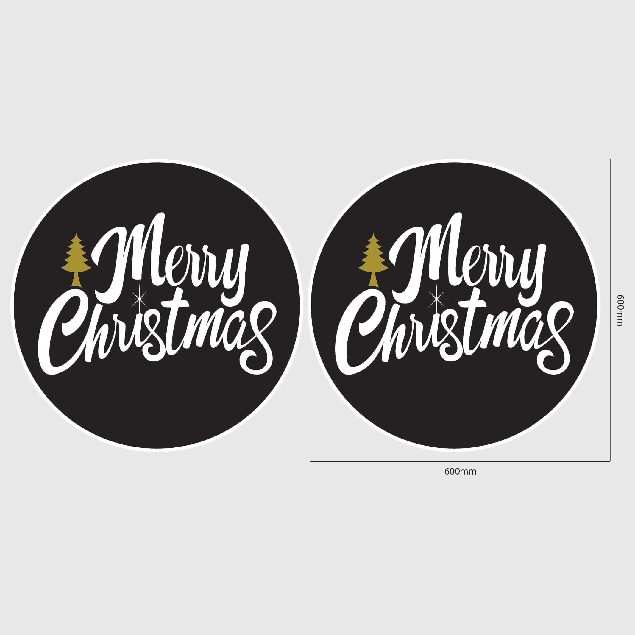 Merry Christmas Window Sticker - Circle