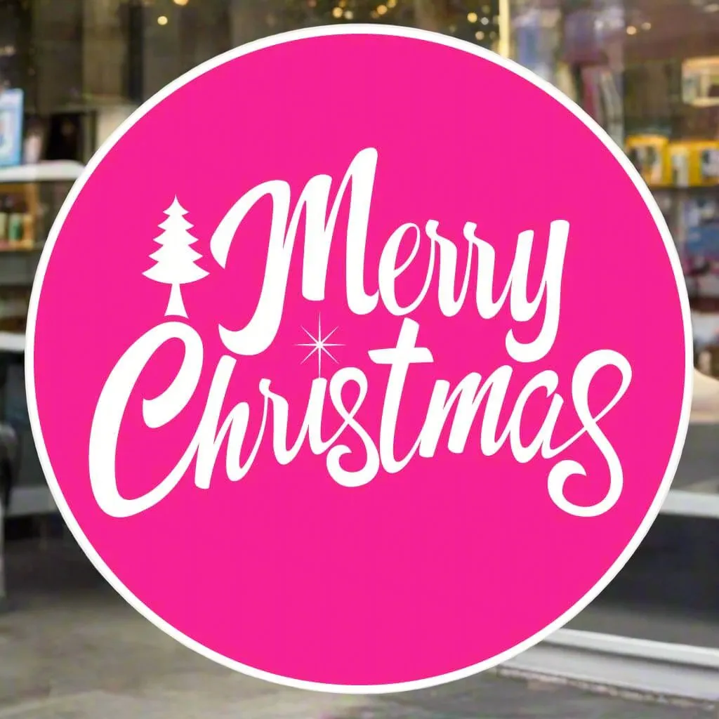 Merry Christmas Window Sticker - Circle