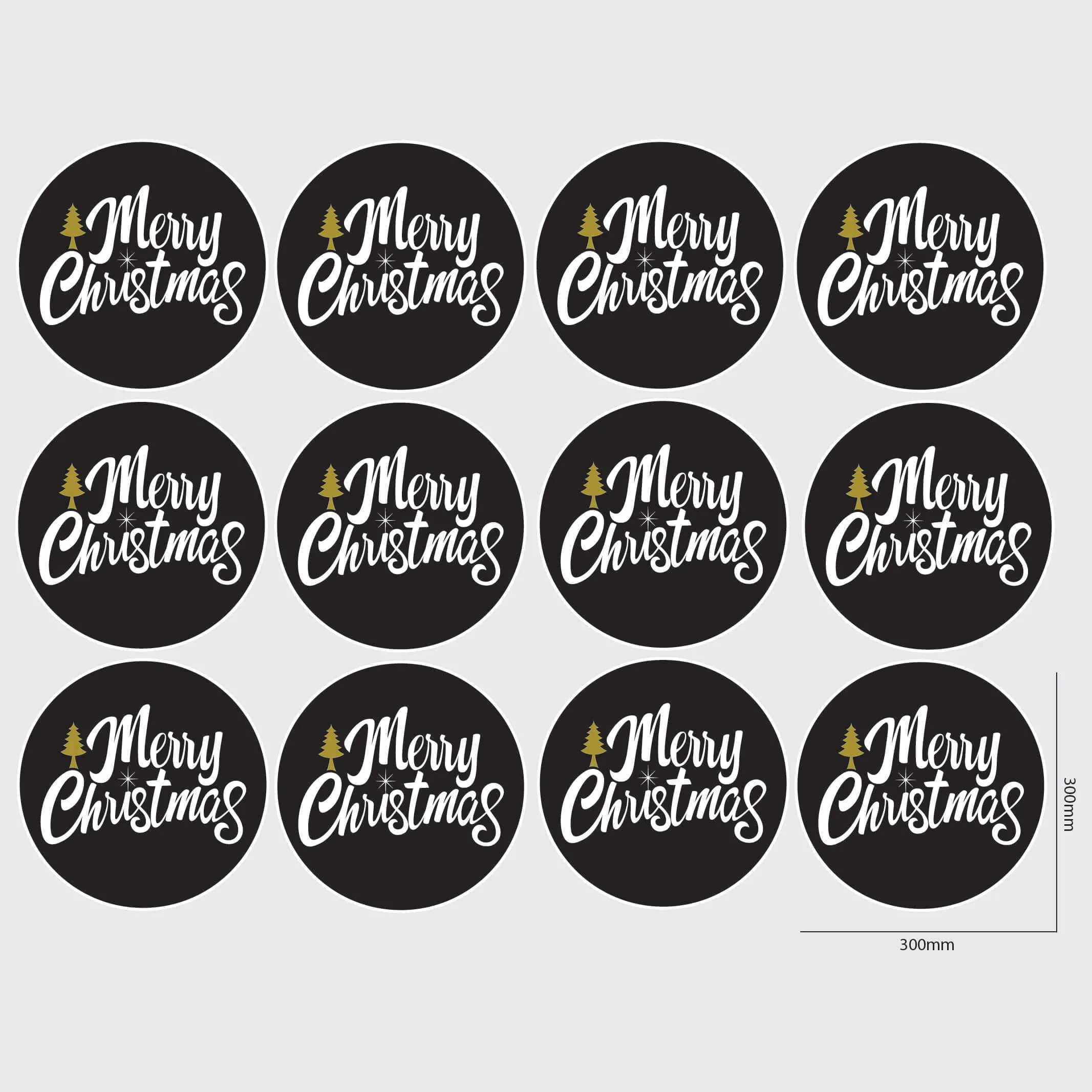 Merry Christmas Window Sticker - Circle