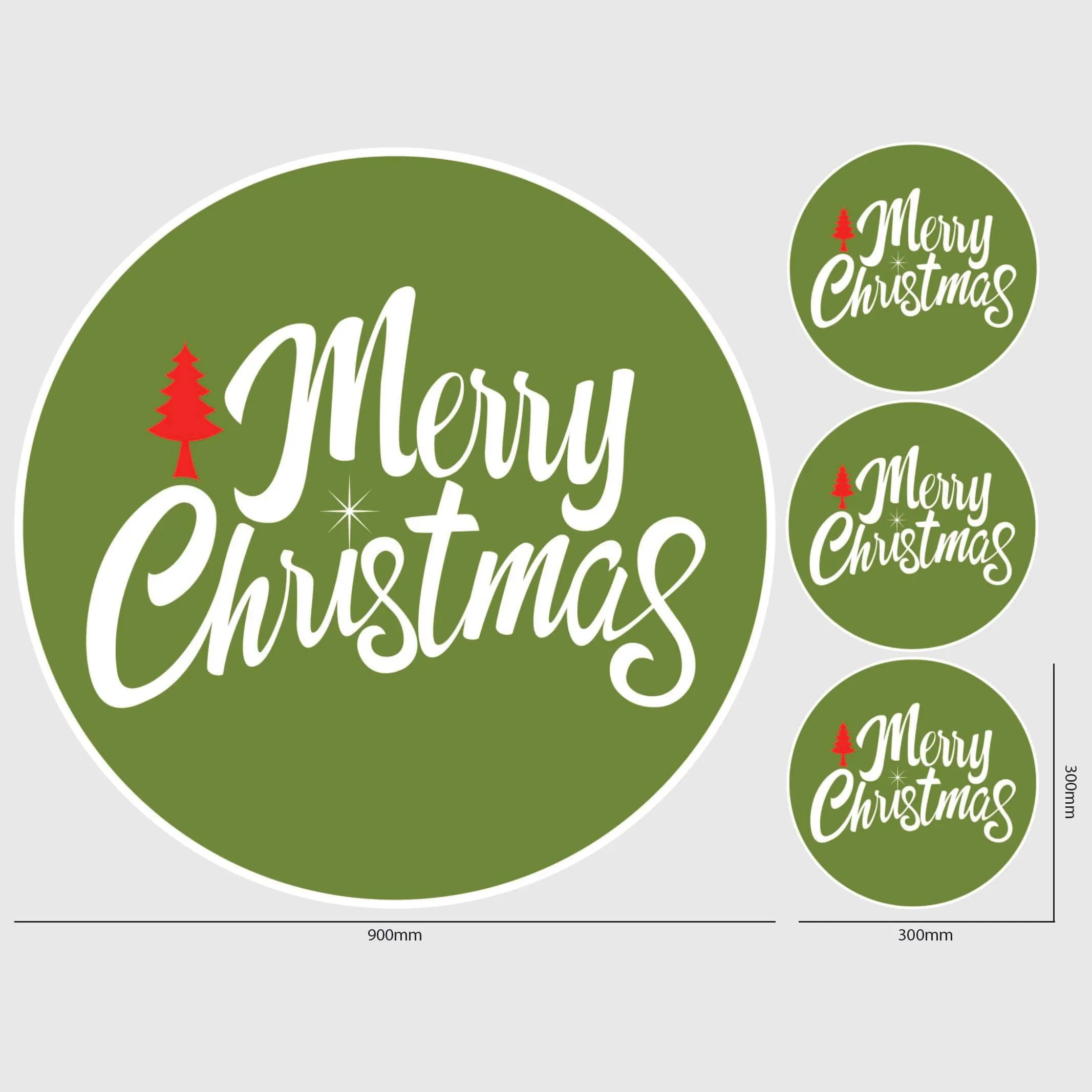 Merry Christmas Window Sticker - Circle