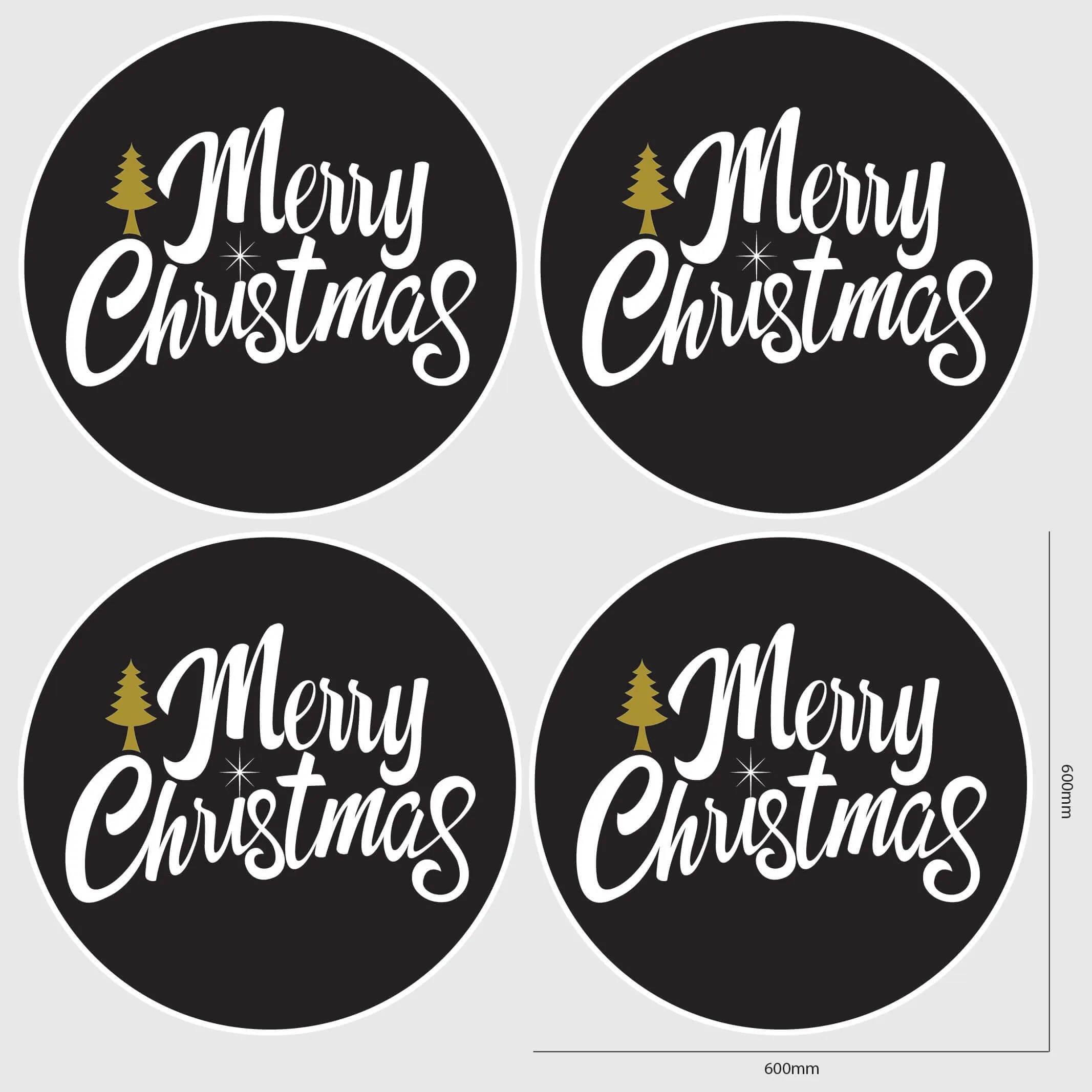 Merry Christmas Window Sticker - Circle