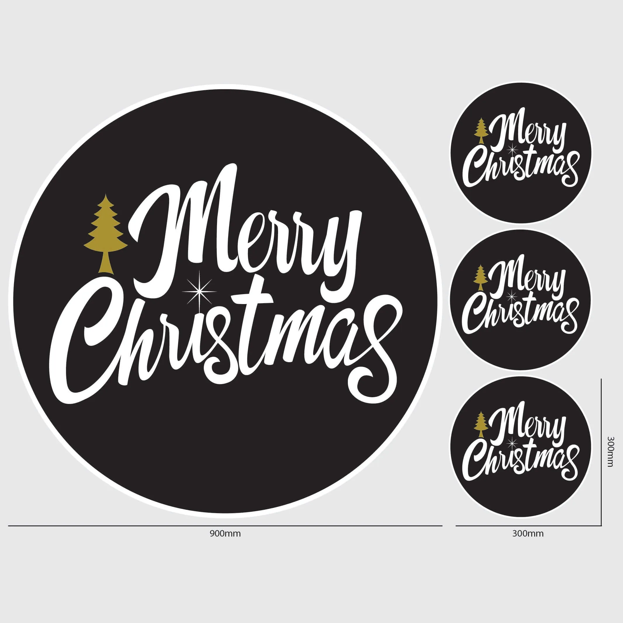 Merry Christmas Window Sticker - Circle