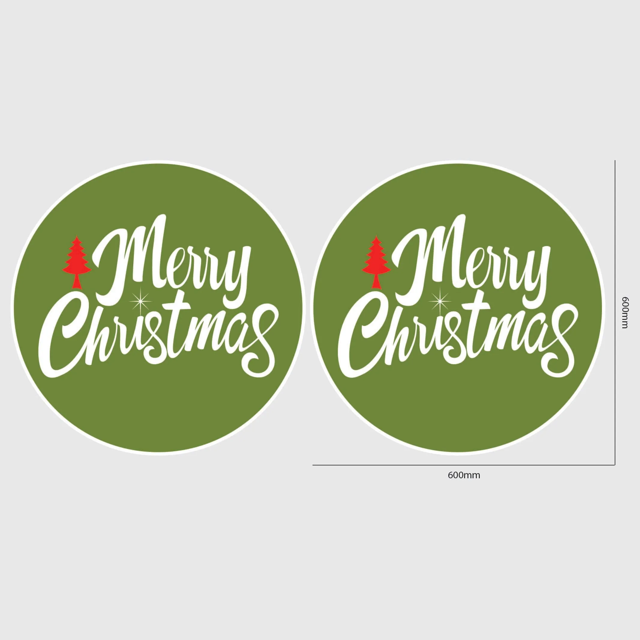 Merry Christmas Window Sticker - Circle