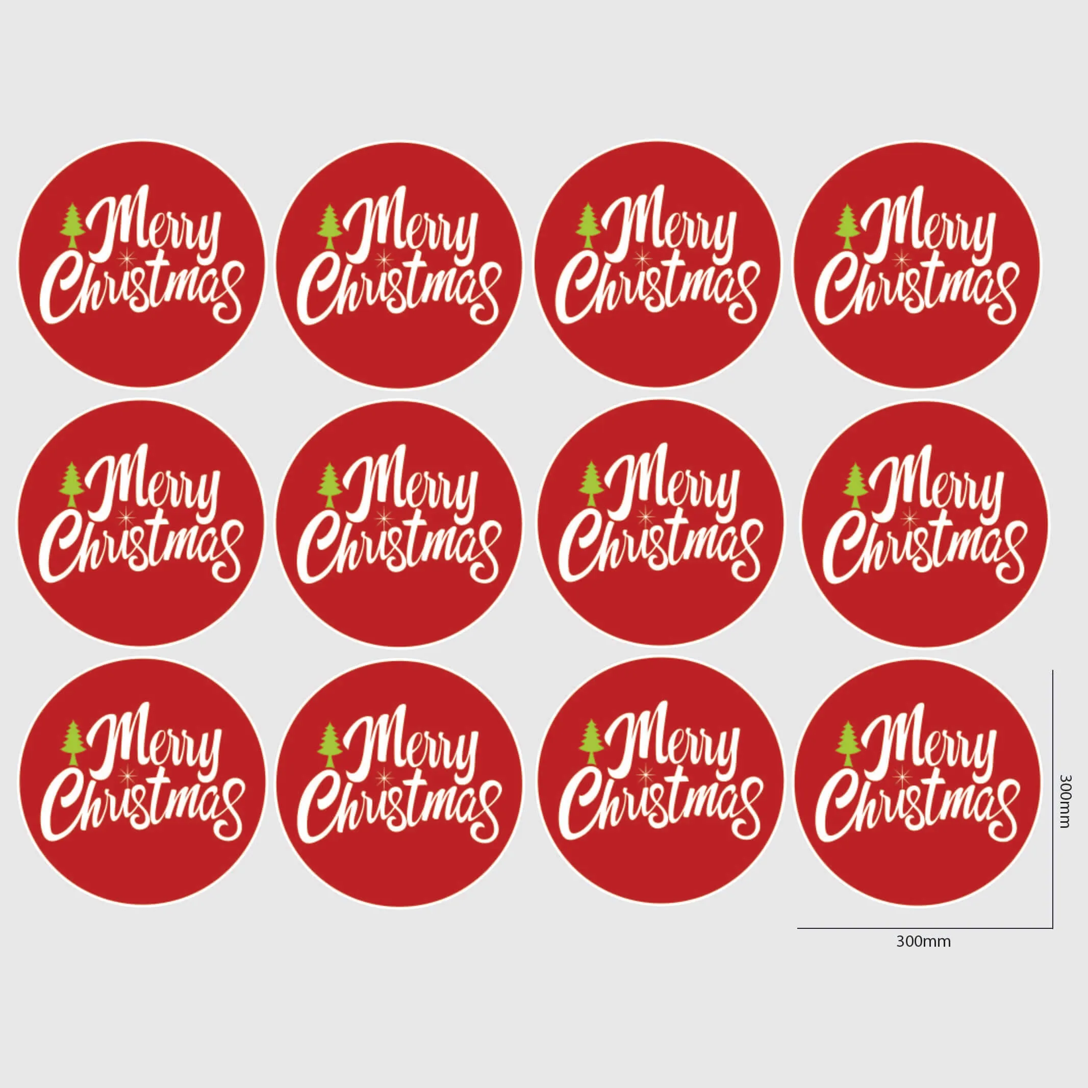 Merry Christmas Window Sticker - Circle