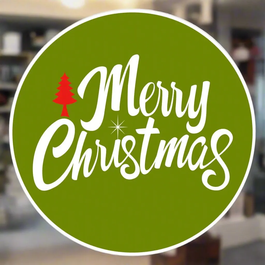 Merry Christmas Window Sticker - Circle