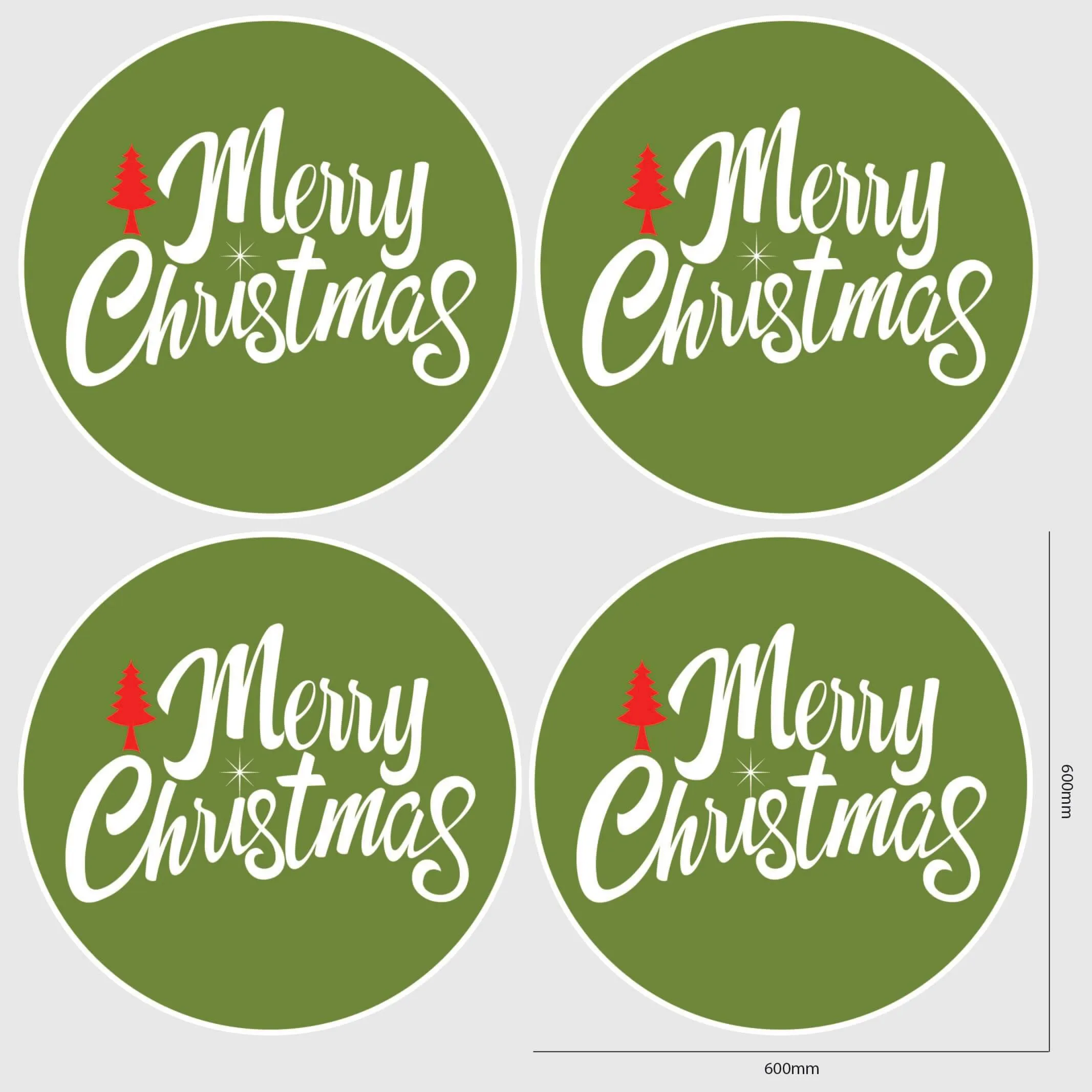 Merry Christmas Window Sticker - Circle
