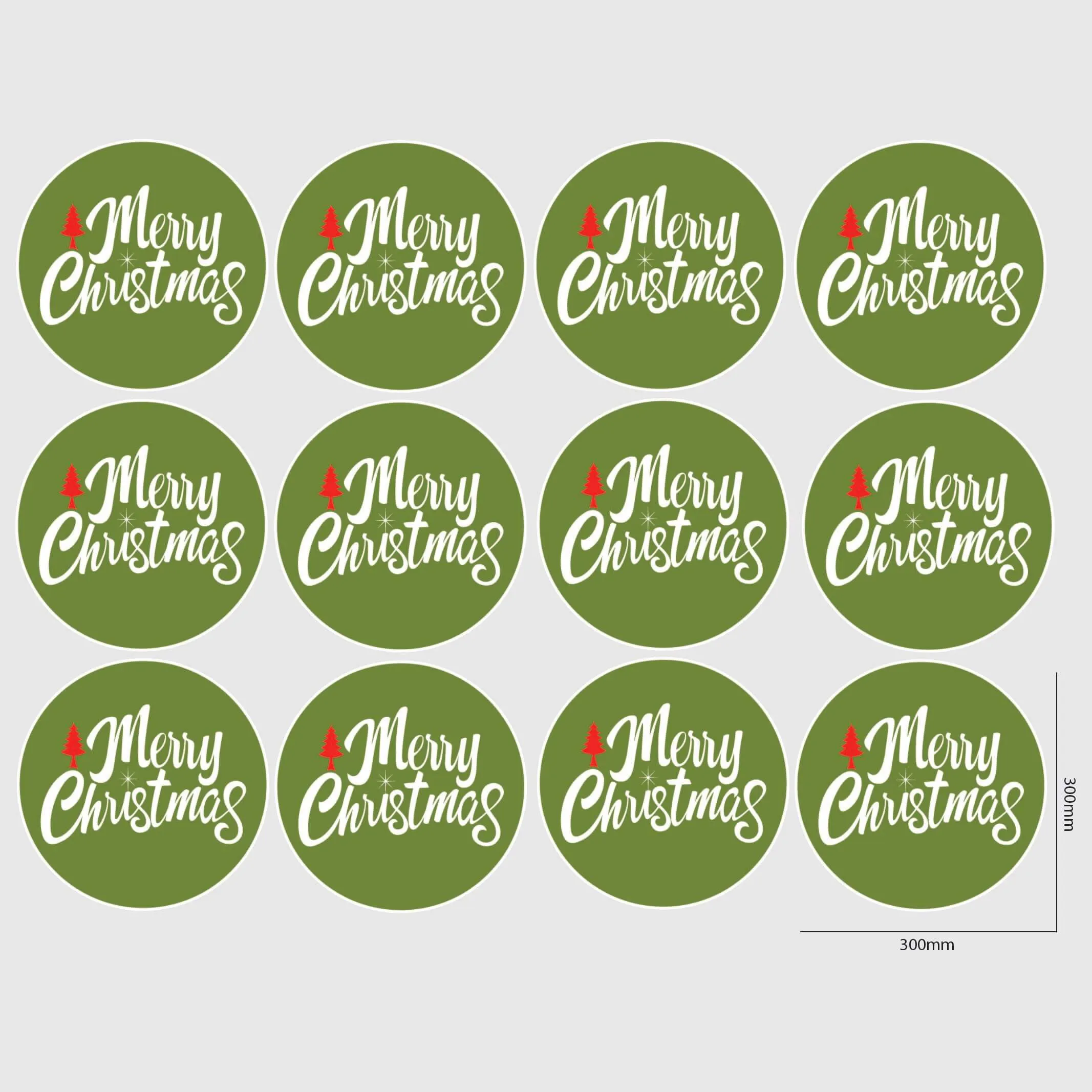 Merry Christmas Window Sticker - Circle