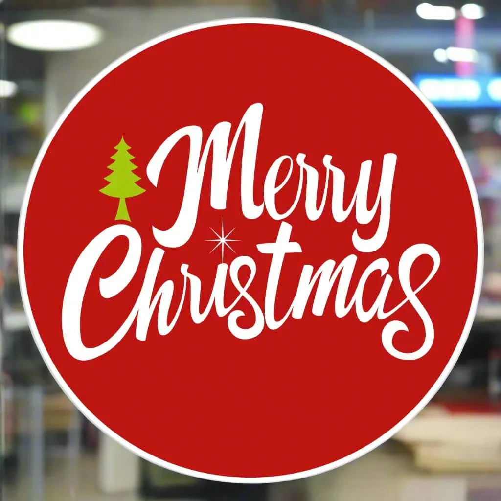 Merry Christmas Window Sticker - Circle