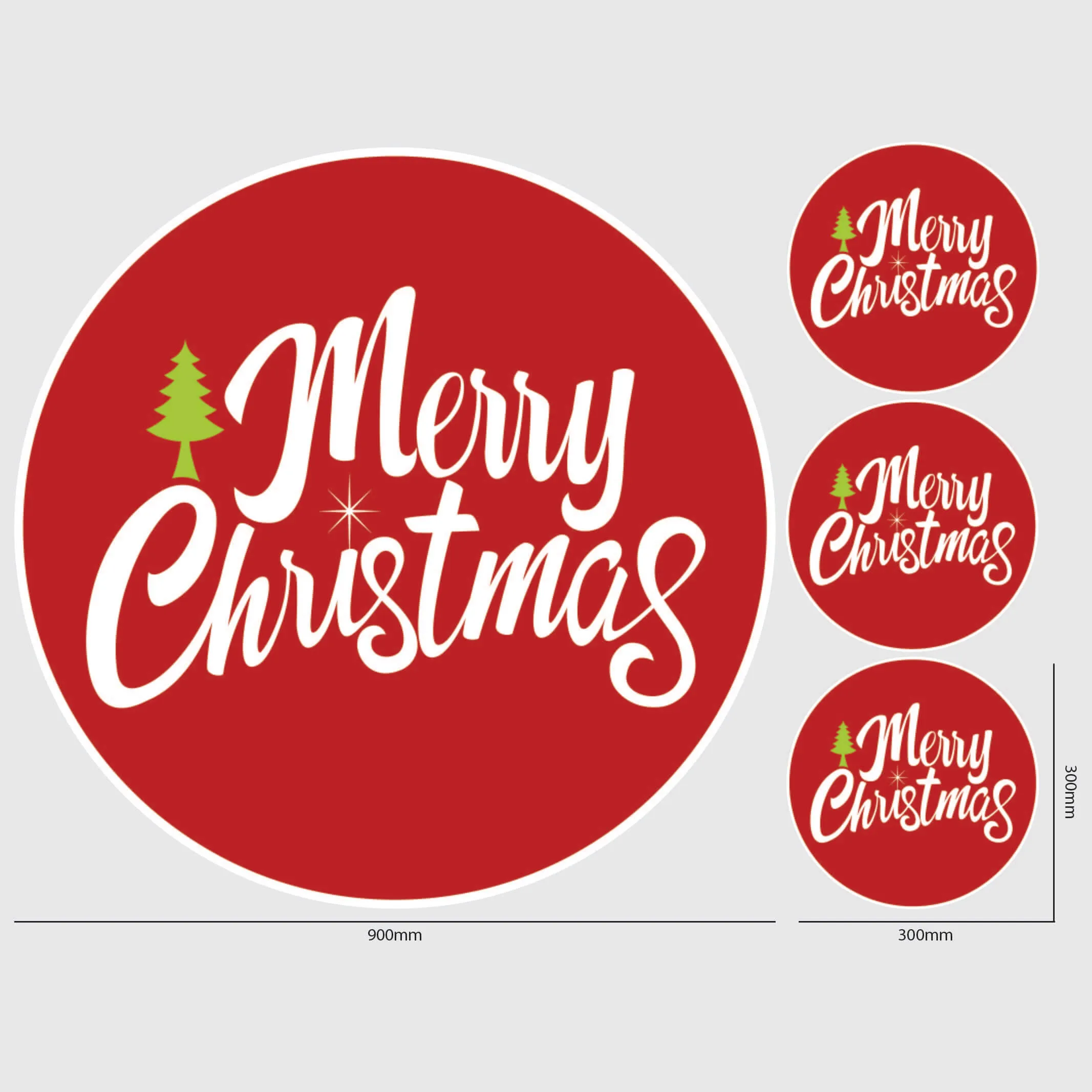 Merry Christmas Window Sticker - Circle