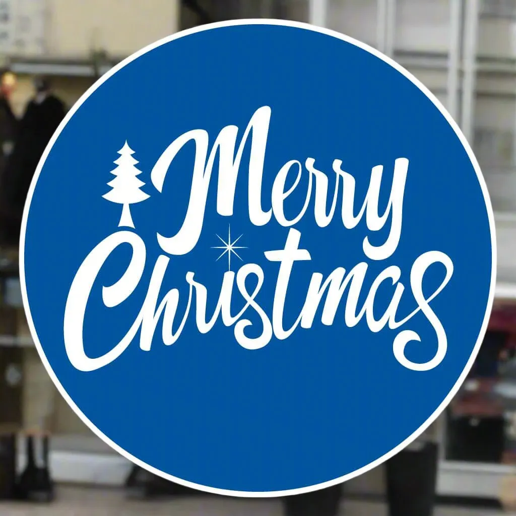 Merry Christmas Window Sticker - Circle