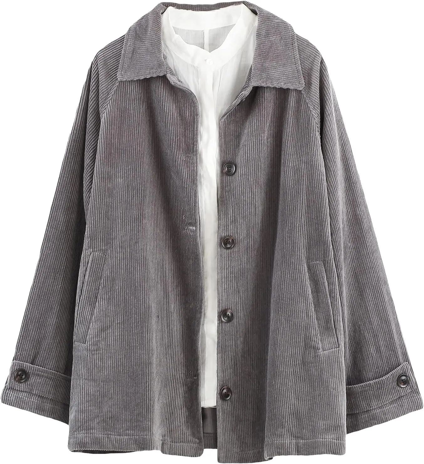 Minibee Women's Corduroy Jackets Long Sleeve Coats Button Down Outwear Tops with Pockets
