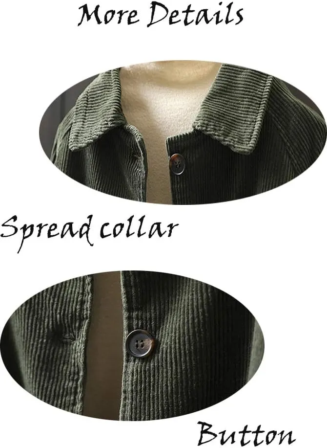 Minibee Women's Corduroy Jackets Long Sleeve Coats Button Down Outwear Tops with Pockets