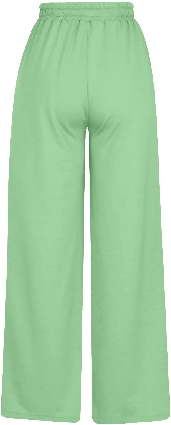 Miyaomn Womens Sweatpants Wide Leg High Waist Lounge Pants Front Pleated Drawstring Gym Workout Sports Casual Travel Trousers