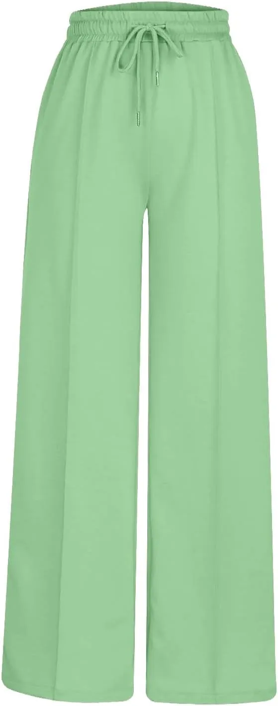 Miyaomn Womens Sweatpants Wide Leg High Waist Lounge Pants Front Pleated Drawstring Gym Workout Sports Casual Travel Trousers