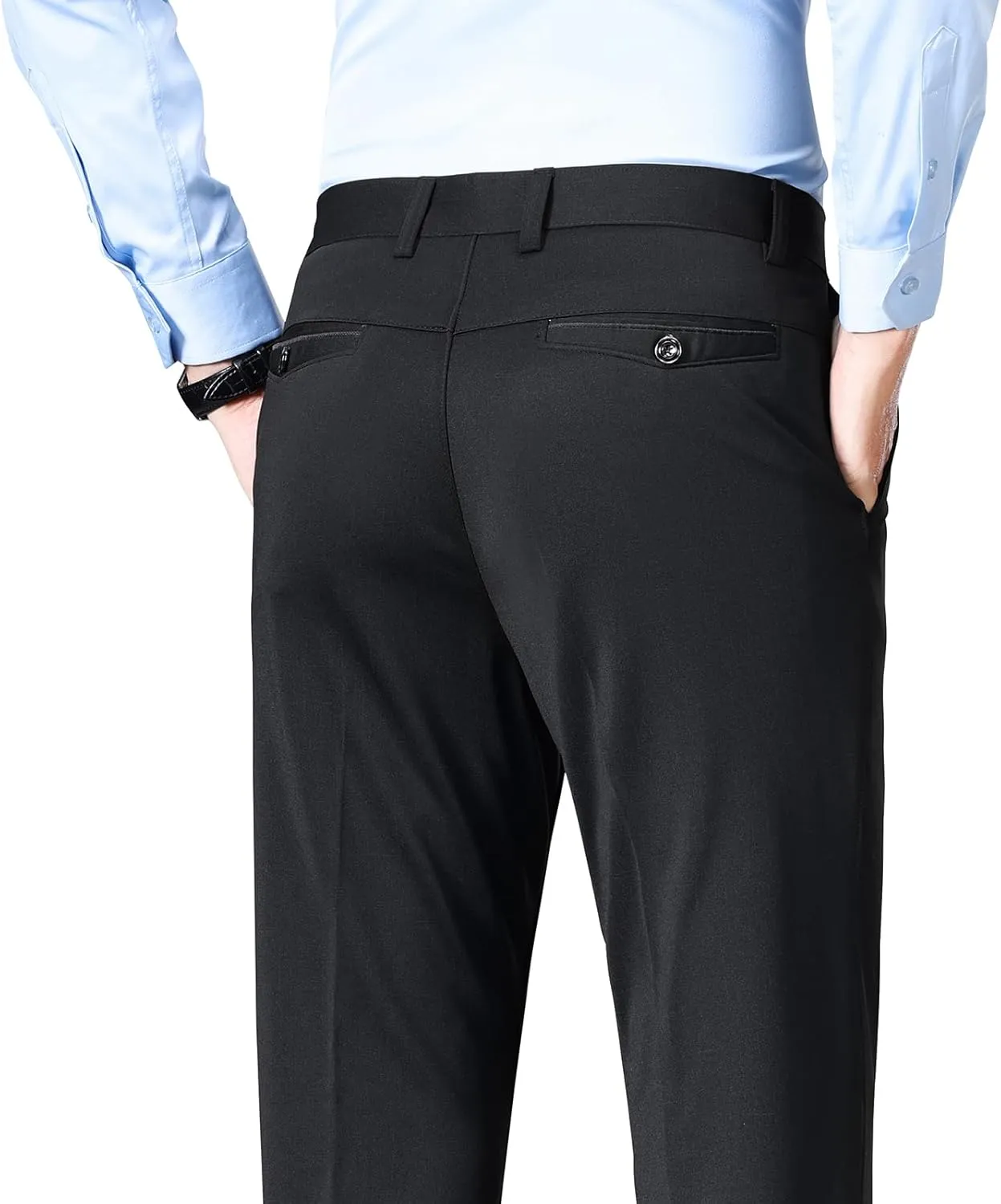Mylldey Men's Regular Fit Dress Pants Casual Business Flat Front Mens Wrinkle Free Comfort Stretch Pants