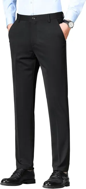 Mylldey Men's Regular Fit Dress Pants Casual Business Flat Front Mens Wrinkle Free Comfort Stretch Pants