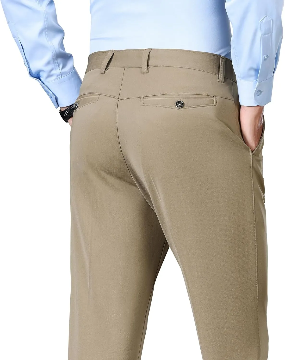 Mylldey Men's Regular Fit Dress Pants Casual Business Flat Front Mens Wrinkle Free Comfort Stretch Pants