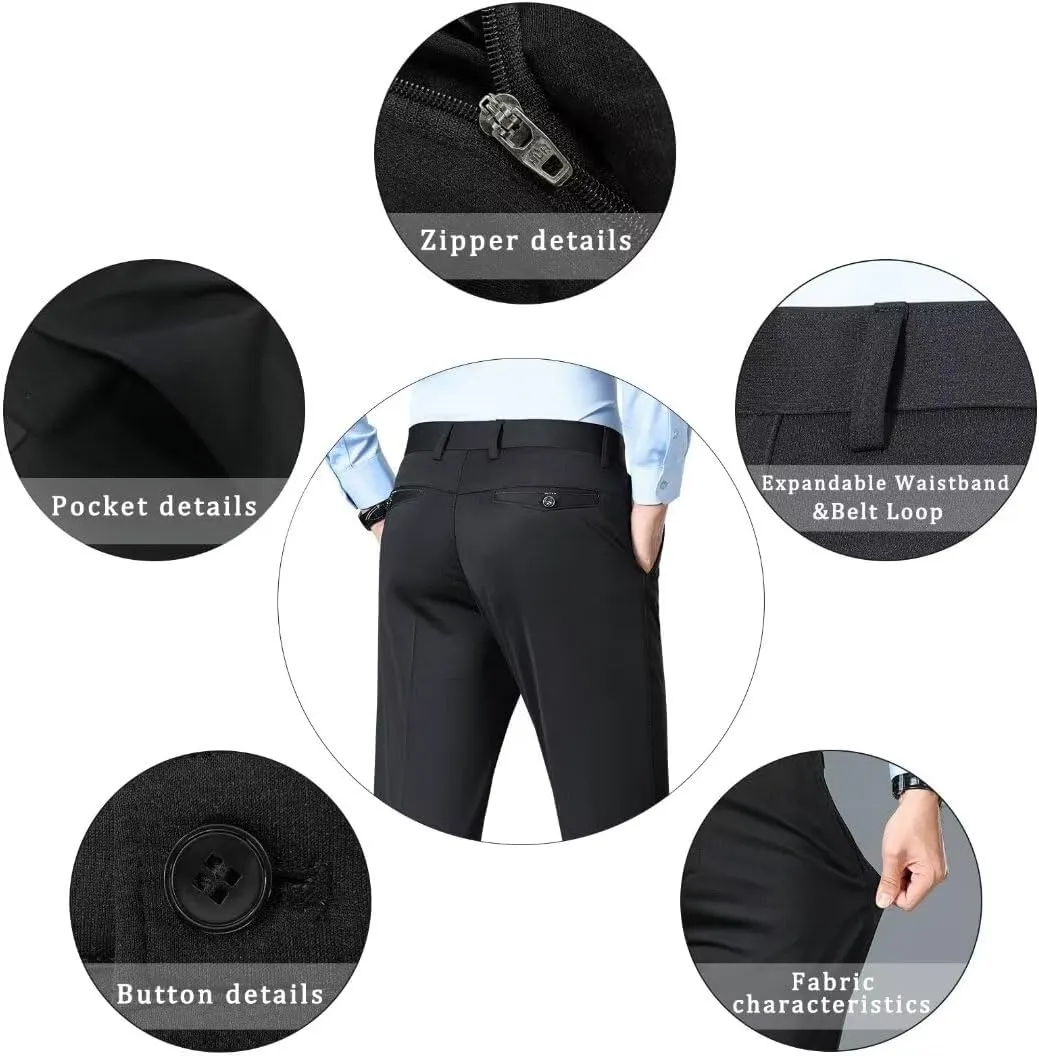Mylldey Mens Slim Fit Dress Pants Casual Business Flat Front Lightweight Wrinkle Free Comfort Stretch Dress Pants