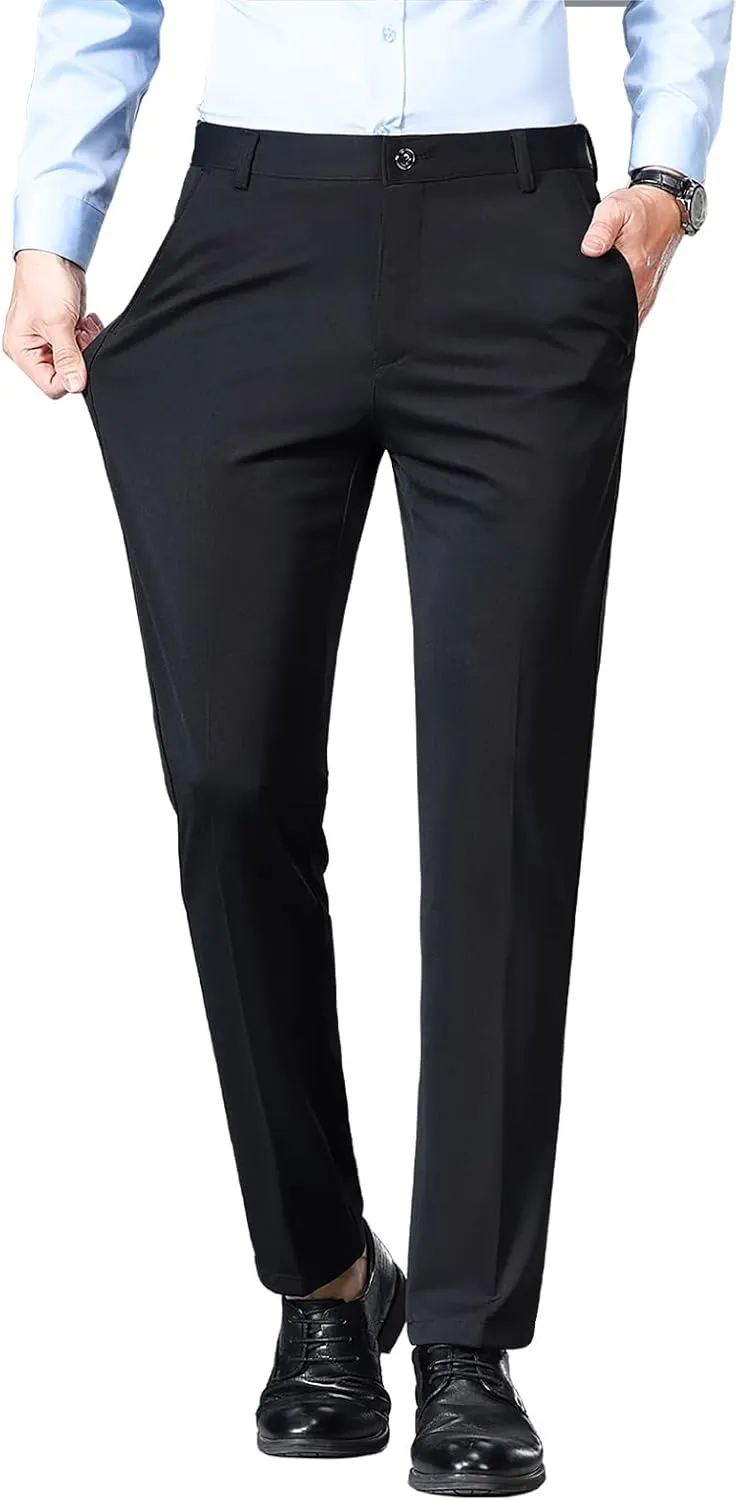 Mylldey Mens Slim Fit Dress Pants Casual Business Flat Front Lightweight Wrinkle Free Comfort Stretch Dress Pants