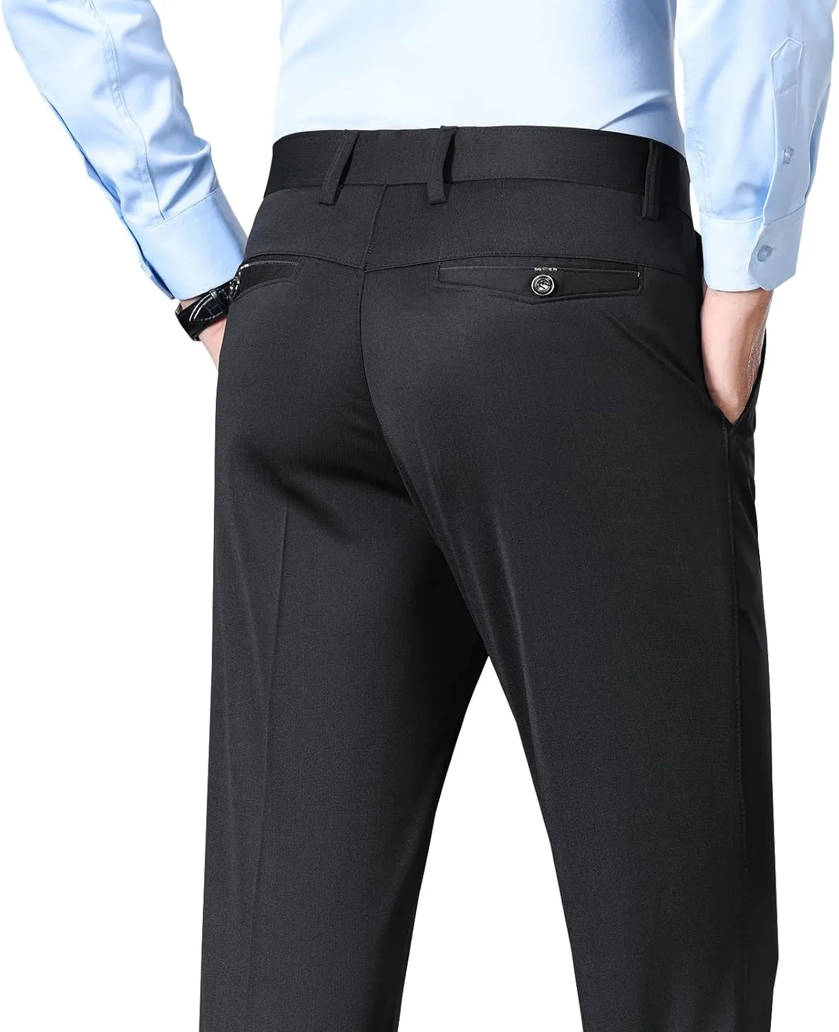 Mylldey Mens Slim Fit Dress Pants Casual Business Flat Front Lightweight Wrinkle Free Comfort Stretch Dress Pants