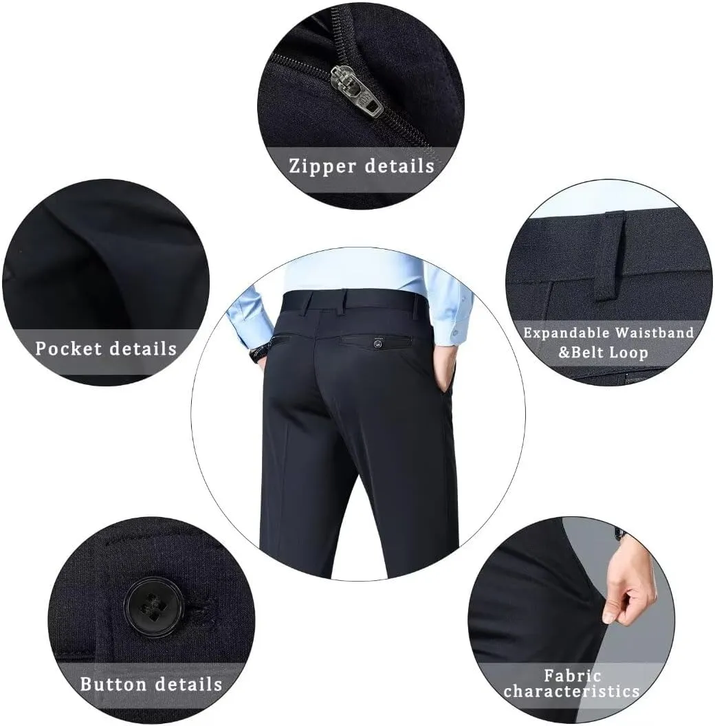 Mylldey Mens Slim Fit Dress Pants Casual Business Flat Front Lightweight Wrinkle Free Comfort Stretch Dress Pants