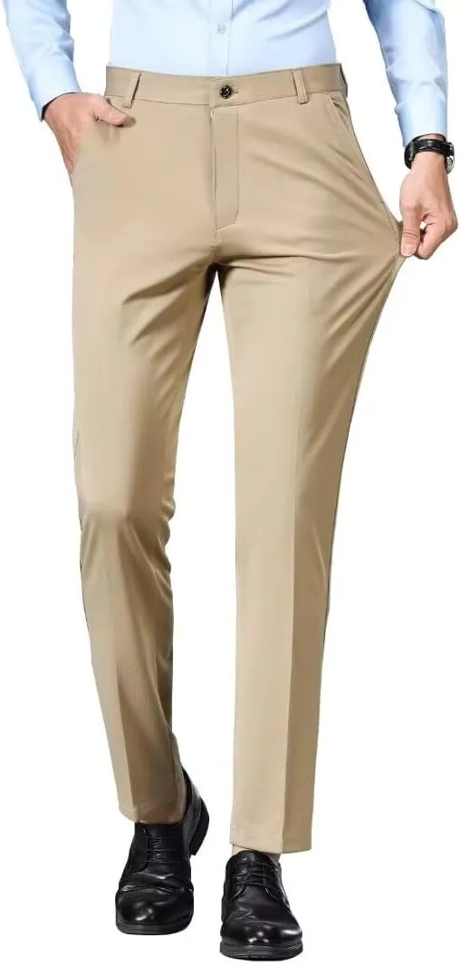 Mylldey Mens Slim Fit Dress Pants Casual Business Flat Front Lightweight Wrinkle Free Comfort Stretch Dress Pants