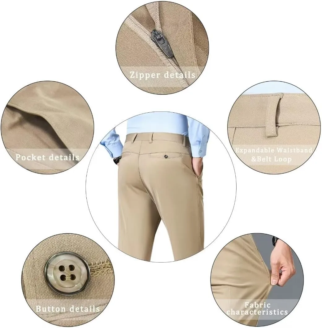 Mylldey Mens Slim Fit Dress Pants Casual Business Flat Front Lightweight Wrinkle Free Comfort Stretch Dress Pants
