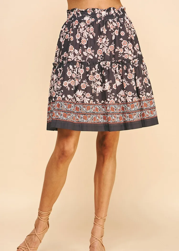 Naomi Fall Floral Skirt- Ink Multi ***FINAL SALE***