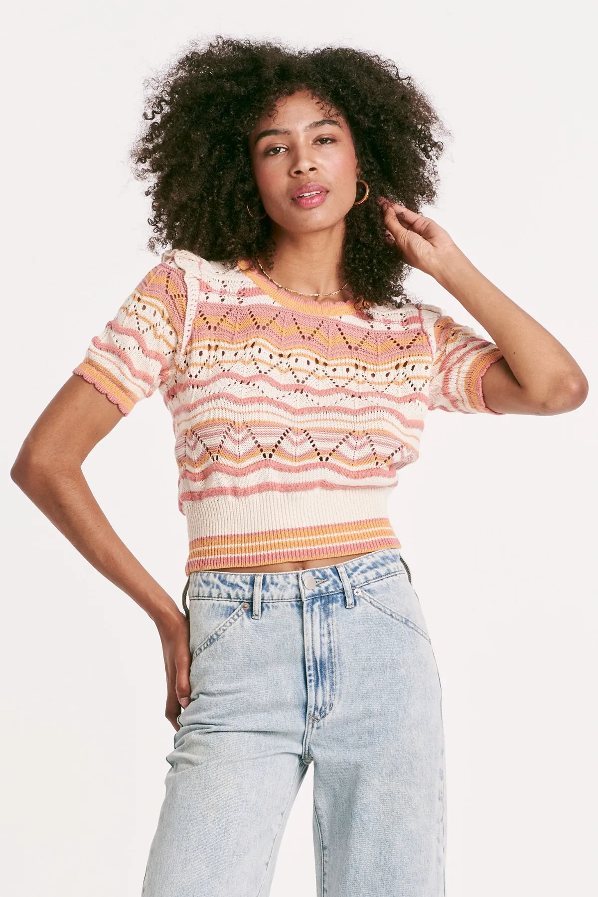 Neve Short Sleeve Flutter Detail Top