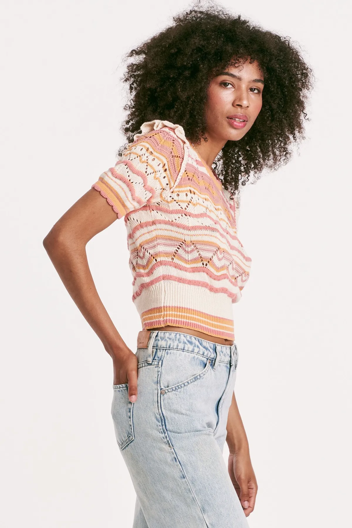 Neve Short Sleeve Flutter Detail Top