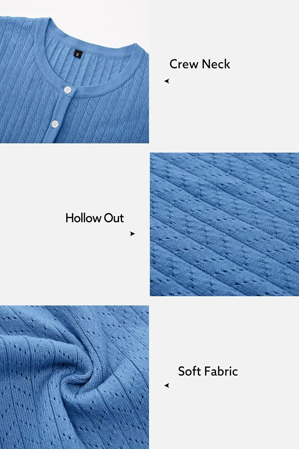 Newshows Womens Cropped Cardigan Sweaters 2025 Summer Lightweight Short Sleeve Bolero Shrug Hollow Out Button Down Tops